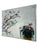 A large-scale contemporary abstract floral painting executed on canvas, featuring an expressive composition of white...