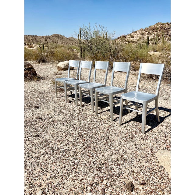 Contemporary ( Set of 5 ) Modern Aluminium Metal Dining Chairs For Sale - Image 3 of 3