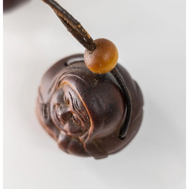 20th Century Japanese Carved Boxwood Inro and Netsuke With Faces For Sale - Image 11 of 13