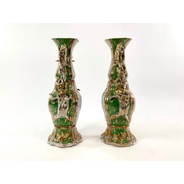 Mid 19th Century Elegant Pair of 19th Century Old Paris Porcelain Vases, Hand-Painted & Gilt For Sale - Image 5 of 12