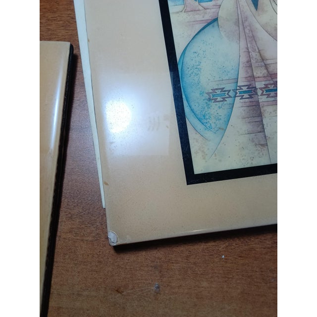 1980s G.E. Mullan 3 American Indian Ceramic Tile Art For Sale - Image 9 of 11