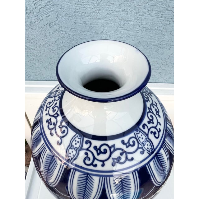 Late 20th Century 17” Floor Vase Cobalt Blue & White For Sale - Image 4 of 6