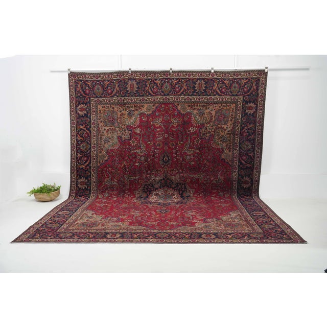 Vintage Persian Hand-Knotted area rug is a semi-antique vintage area rug. The '70s Eastern region of Persia's unique rug...