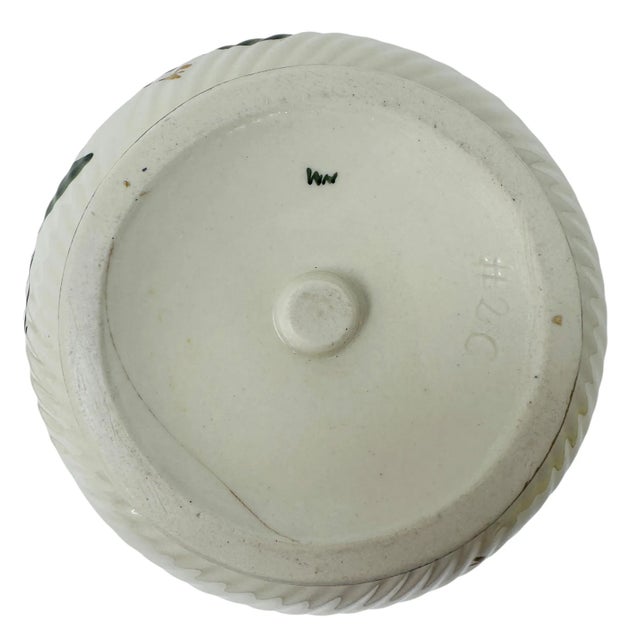 Vintage Ribbed Ceramic Ginger Jar | Hand-Painted Rose & Floral Lidded Pot | Cottagecore Home Decor | Grandmillennial Style | Pink and Blue Flowers For Sale - Image 9 of 9