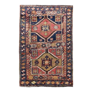 Antique Malatya Kurdish Rug – Vibrant Medallion Design Handwoven Wool - 4' X 6' 5'' For Sale