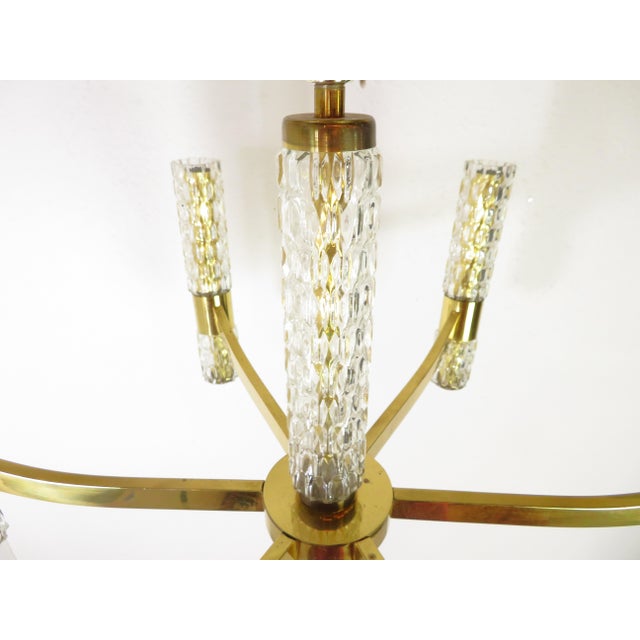 Mid Century Brass & Glass Chandelier ~ Hanging Lamp ~ Sciolari Murano Style For Sale In Seattle - Image 6 of 18