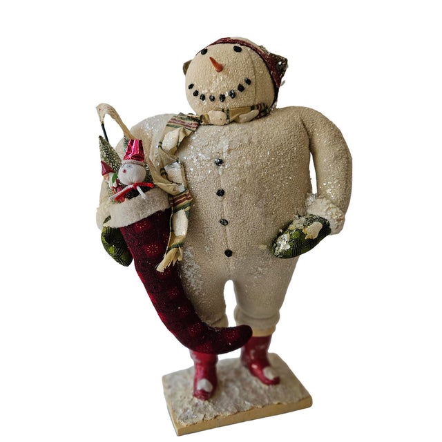 Vintage Large-Scale Primitive Folk Art Snowman Figurines by Cody Foster - Set of 3 For Sale - Image 13 of 18