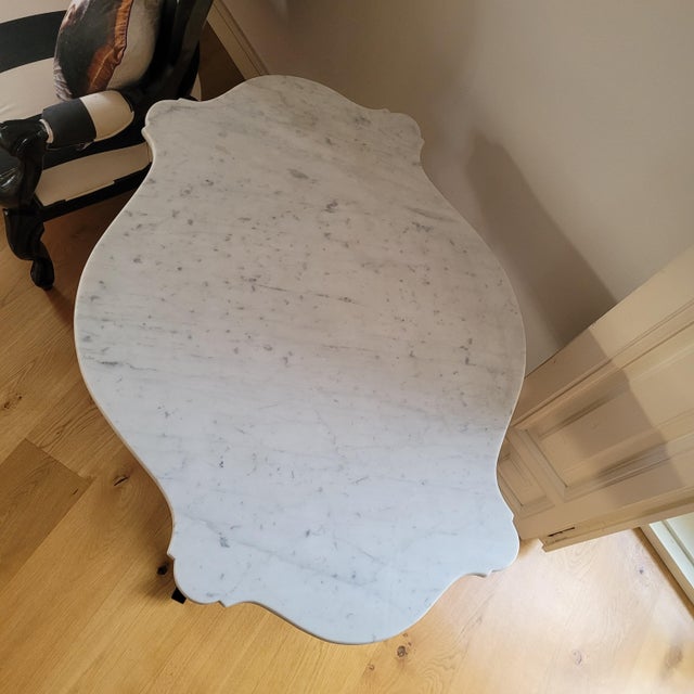 Alfonsine Galápago Table in Ebonized Wood with Marble Top, 1930s For Sale - Image 6 of 18