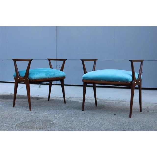 Mid-Century Modern Set of Italian Stools attributed to Carlo De Carli, 1950s For Sale - Image 3 of 11