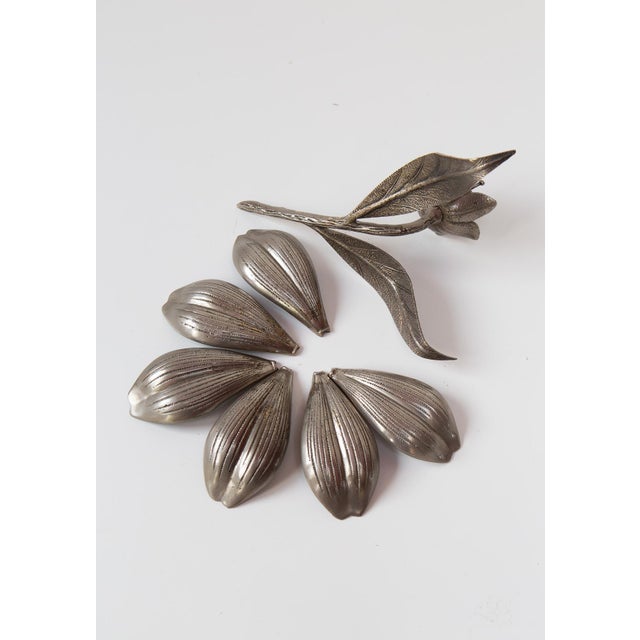 1970s Vintage Silvered Bronze Flower Ashtray, 1960 For Sale - Image 5 of 8