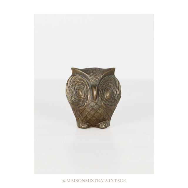 Mid-Century Modern Brass Owl Figurine For Sale - Image 9 of 9