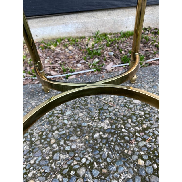 Mid 20th Century Mid 20th Century Hollywood Regency Brass and Glass Round Side Table - Neoclassical Style For Sale - Image 5 of 8