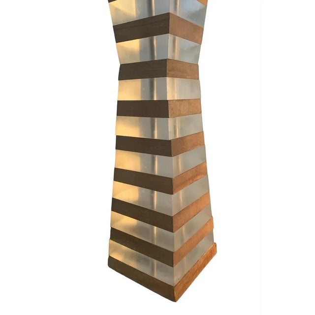 Brown 1970s Plexiglass and WoodTable Lamp After Felice Antonio Botta For Sale - Image 8 of 12