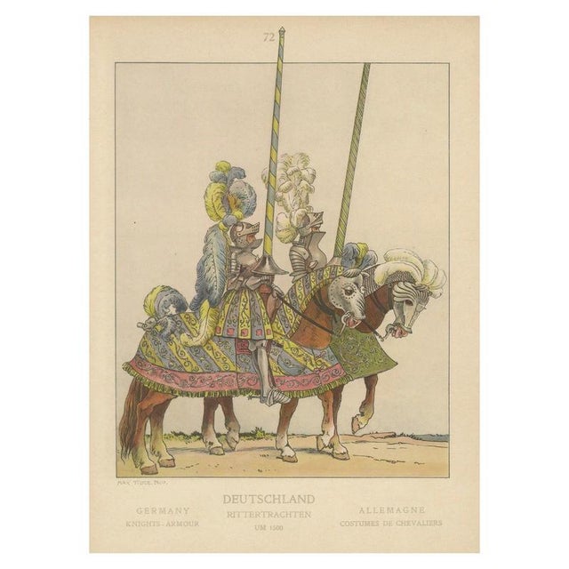 After Max Tilke, Knightly Pageantry of 1500s Germany, Colored Print For Sale - Image 9 of 9