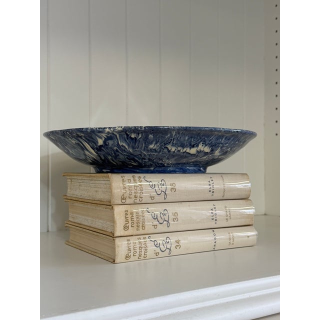 Signed Christine Jouval Blue Aptware Serving Bowl For Sale - Image 12 of 14