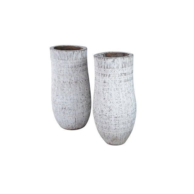 Pair of Late 20th Century Organic Modern Sculptural Palm Tree Planters. Made from large palm trees trunks that have been...