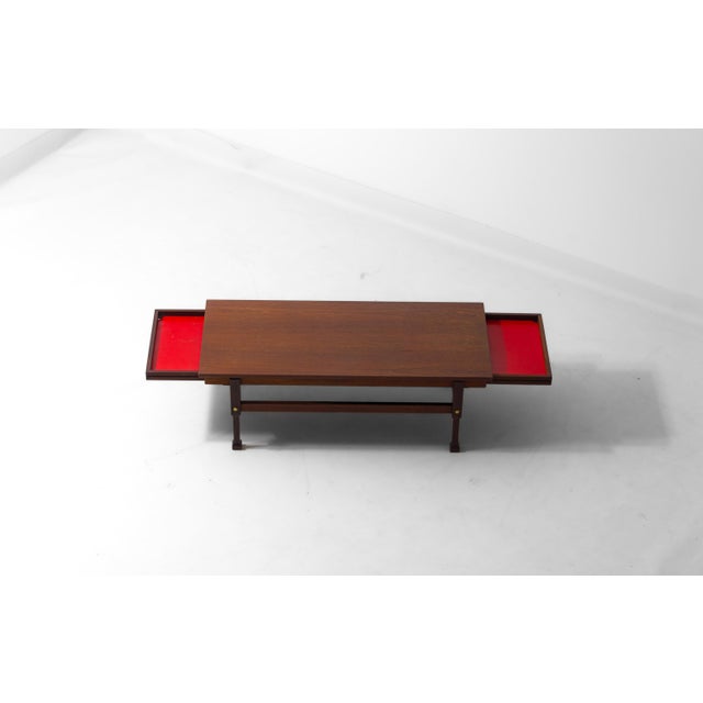 Italian Coffee Table in Teak with Hidden Drawers, 1960s For Sale - Image 11 of 16