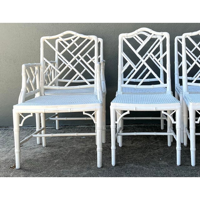 Vintage Chinese Chippendale Cane Dining Chairs - Set of 6 For Sale - Image 11 of 12