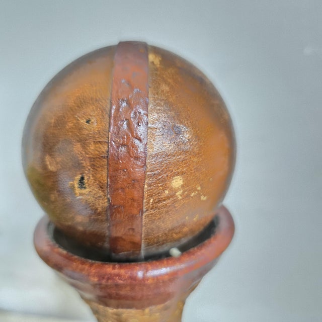 1970s Italian Leather Wrapped Decanter Brass Knight Crest, Bar Cart Dark Academic For Sale - Image 13 of 16