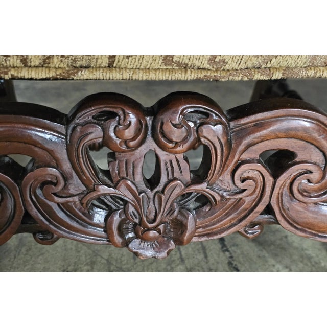 Southwood & Co. Late 20th Century Southwood Mahogany Rococo Sofa Damask Fabric Carved Frame Made North Carolina For Sale - Image 4 of 10