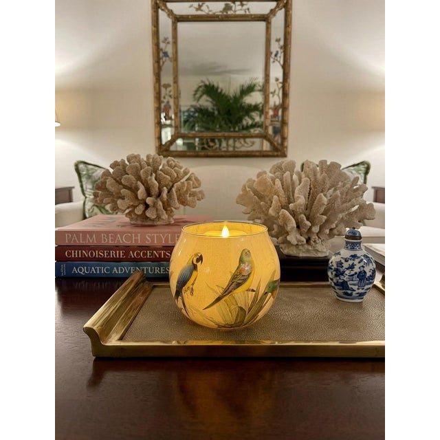Vintage Tropical Avian Decoupage Glass Hurricane Bowl For Sale - Image 11 of 12