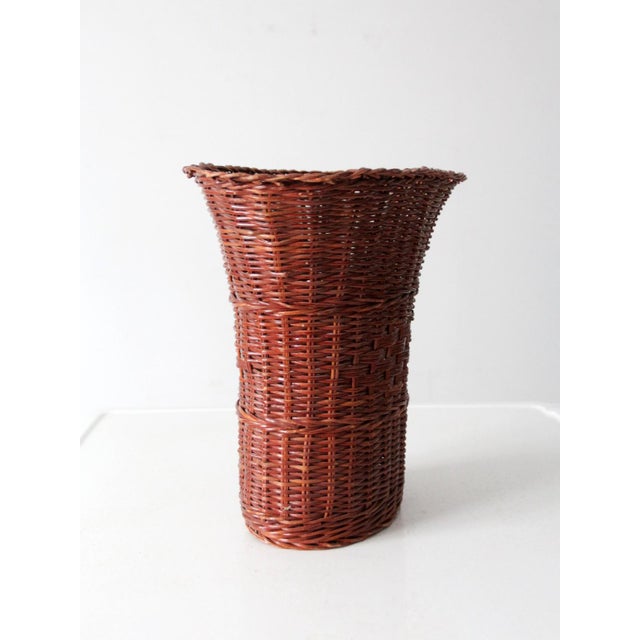 Farmhouse Vintage Wicker Basket Vase For Sale - Image 3 of 10