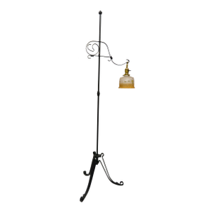 Wrought Iron Floor Lamp With Glass Shade