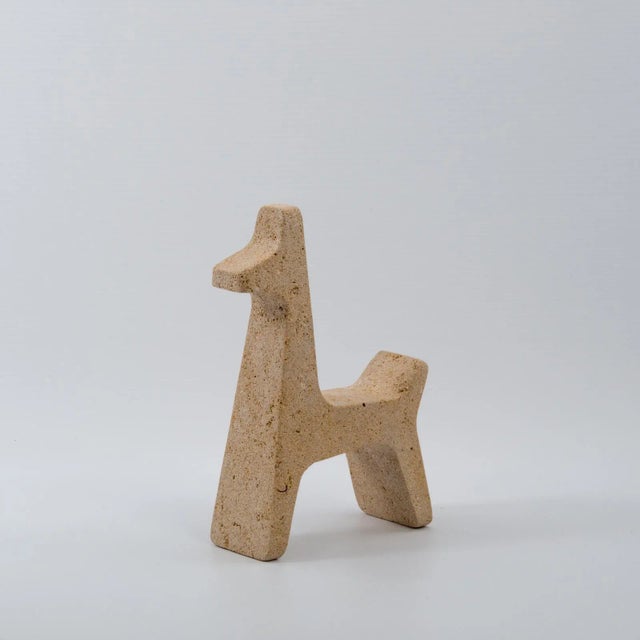 Carved from sand-colored Mazzaro stone, the Safari Giraffe Figurine&nbsp;can be used as a paperweight in an office or as a...