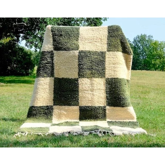 Moroccan Modern Beni Ouarain Checkered Rug For Sale - Image 5 of 7