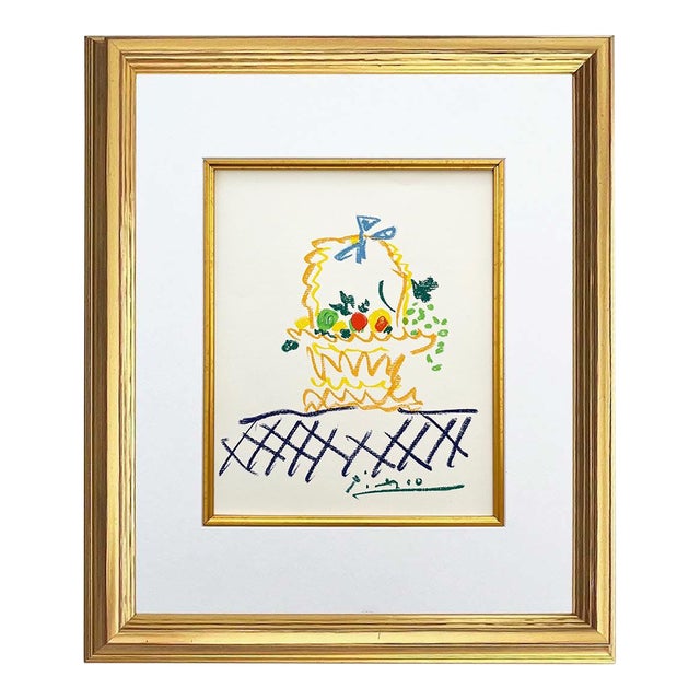 1960s Picasso Lithograph 63 Floral Watch Framed For Sale
