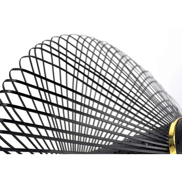 Mid-Century Modern Mid-Century Modern Brass and Black Enameled Metal Pendant Lamp For Sale - Image 3 of 10