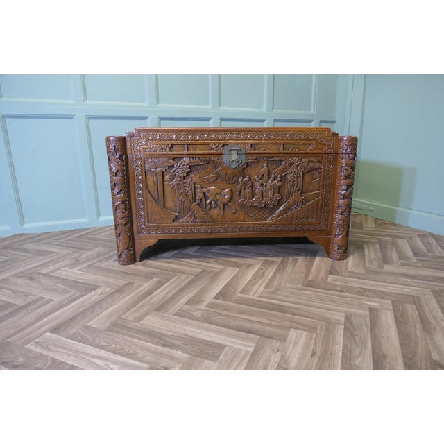 Art Deco Oriental Carved Camphor Wood Chest This Beautiful Carved Chest is made from Camphor Wood, for those of you who do...