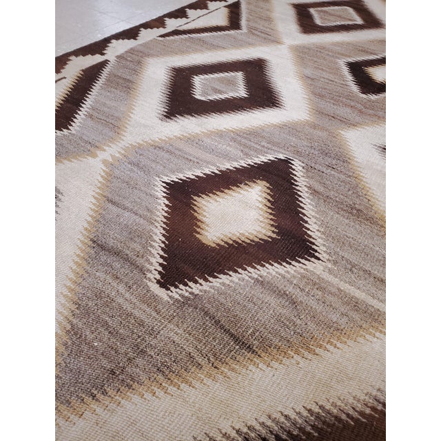 Antique Navajo Carpet, Handmade Wool, Ivory, Beige, Gray and Brown For Sale - Image 10 of 18