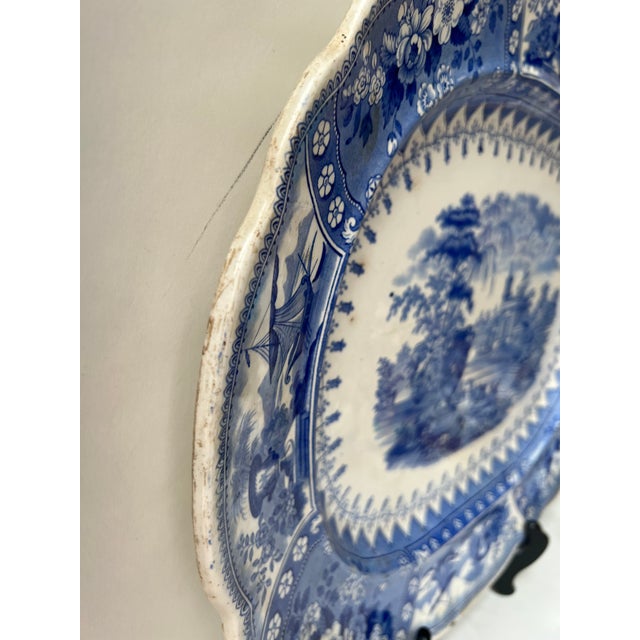 19th Century Victorian Staffordshire Blue Transfer-Printed “Canova” Platter For Sale In Washington DC - Image 6 of 13