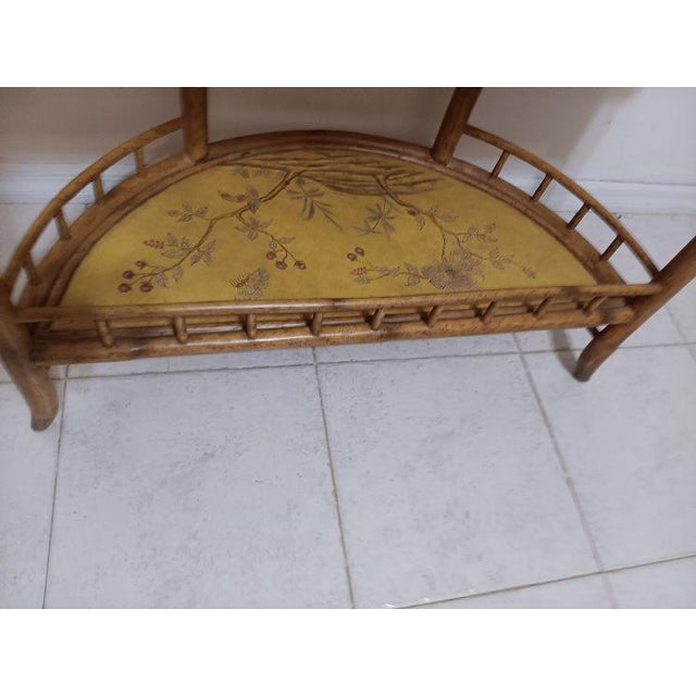 1970s Vintage Faux Bamboo Console Table Hand Painted Chinoiserie Maitland Smith For Sale - Image 5 of 8