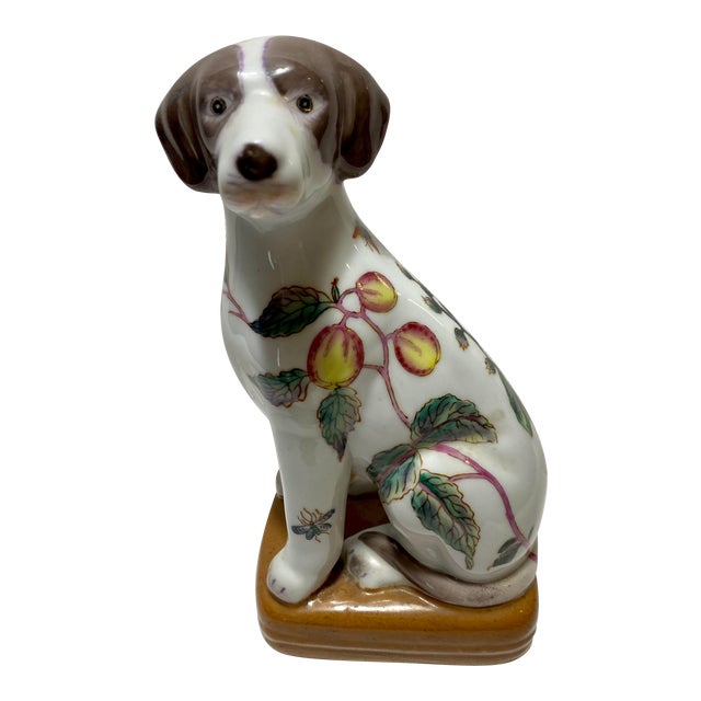 Vintage Porcelain Dog Figurine Decorated With Fruit & Flowers Chairish