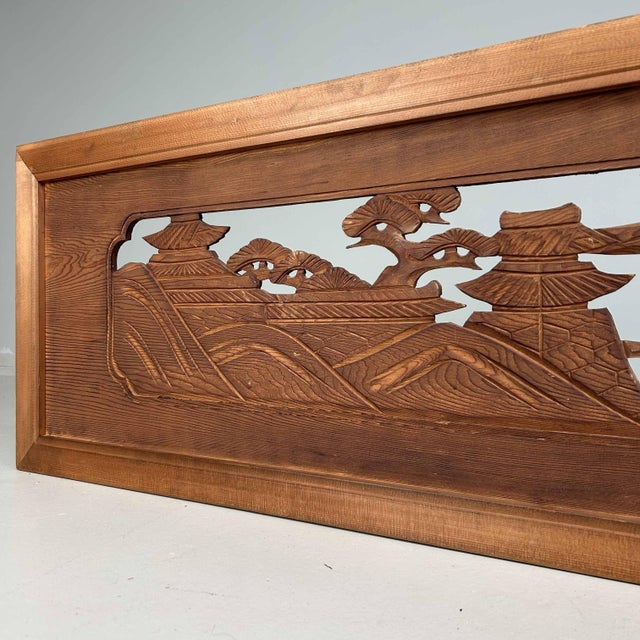 Wooden Ranma Temple Mountain Landscape, Japan, 1920s For Sale - Image 12 of 18