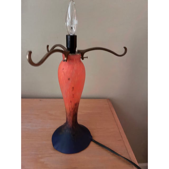 Art Deco 1990s Decorative One of a Kind Art Glass Table Lamp in Deco Style.Price Reduction!!!! For Sale - Image 3 of 3
