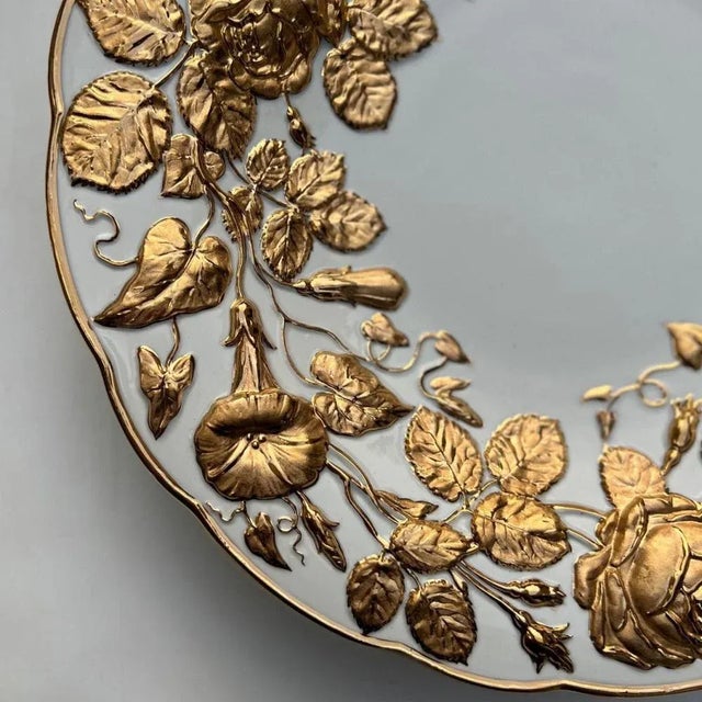 Ceramic German White and Gold Gilted Porcelain Plate from Meissen, 1950s For Sale - Image 7 of 12