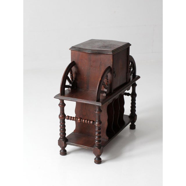 Wood Antique Humidor Smoking Stand For Sale - Image 7 of 13