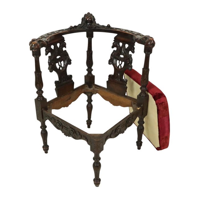 Antique Italian Oak Corner Chair, 1890s For Sale - Image 9 of 18