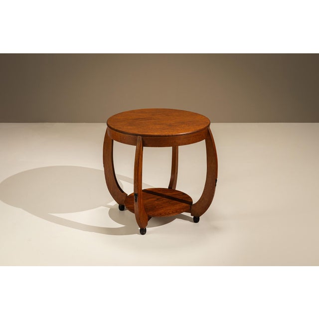Amsterdam School Side Table in Oak with Curved Legs, 1920s For Sale - Image 3 of 11