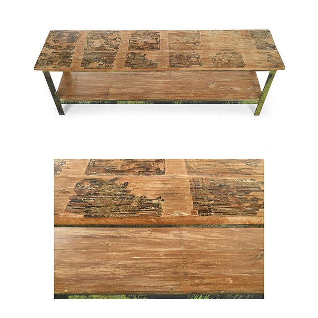 Table patinated wood. Table old vintage teak. 2 has weathered wooden trays and wooden feet. The old teak wood is extremely...