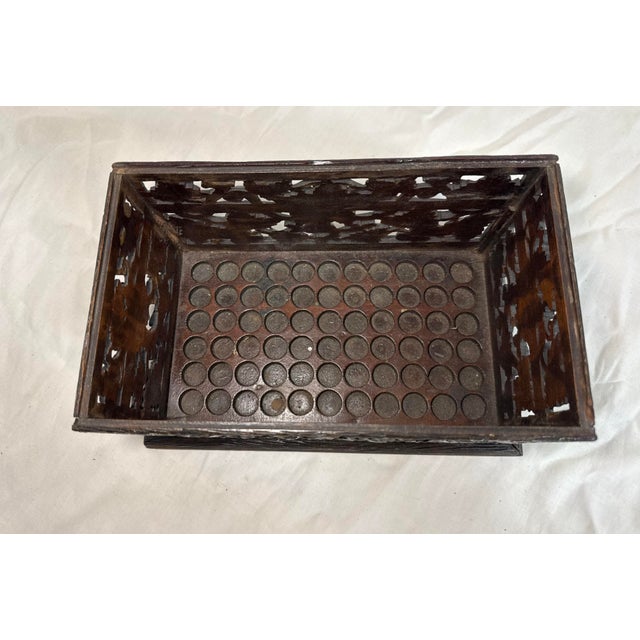 Antique Hand Carved German Black Forest Wood Reticulated Dresser Spool Box For Sale - Image 10 of 12