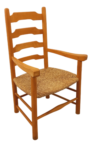 Vintage Armchair in Beech Wood and Straw, 1960s