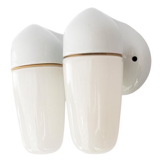 Porcelain Wall Lights by Wilhelm Wagenfeld for Lindner, 1940s, Set of 2 For Sale