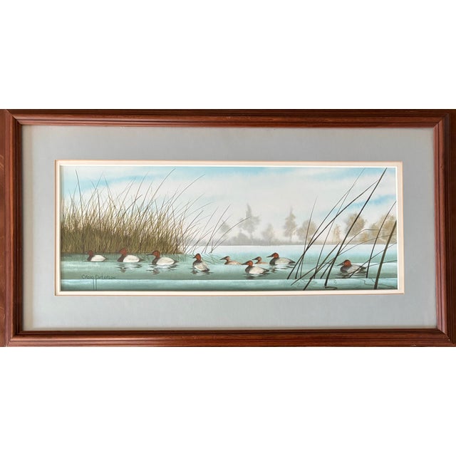 Canvasback Duck Watercolor Landscape by American Artist Craig Peterson (1946-2024), Framed For Sale - Image 11 of 11