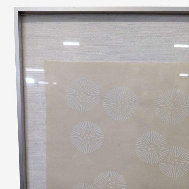 Contemporary Framed Asian Ink on Silk – Minimalist Radial Pattern Composition (Abstract Circles) For Sale - Image 3 of 4