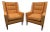 Pair of Vintage Mid-Century Modern Orange Upholstered Armchairs For Sale