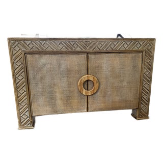 Faux Bamboo and Seagrass Cabinet For Sale